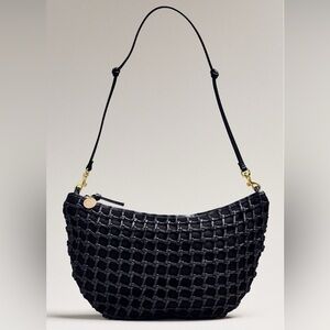 CLARE V. NWT Lune Knot Woven Shoulder Bag Black Leather
